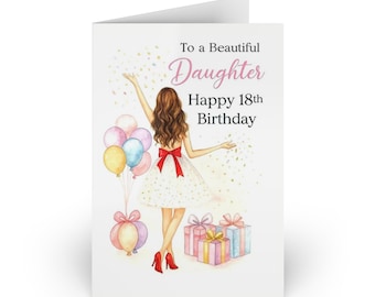18th Birthday Card for Daughter, Balloons & Gifts, Sweet 18 Party