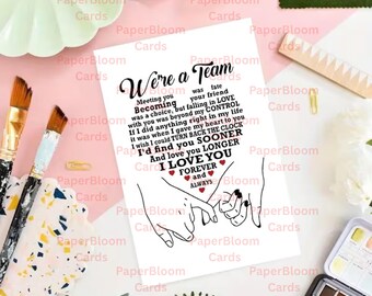 Valentines date note Day Love Note Card Romantic Were a Team Card for Couples with Envelope