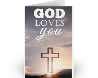 God Loves You Greeting Cards christian card with cross,Religious encouragement,Faith Gift