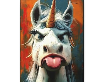 Westernkidsroom Cartoon Unicorn Canvas Print, Vibrant Kids Room Decor
