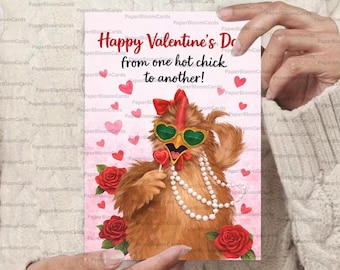 Funny Valentines Day Chicken Greeting Card with Glasses