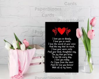 Clean romantic style Romantic Valentines Day Greeting Card with Envelope