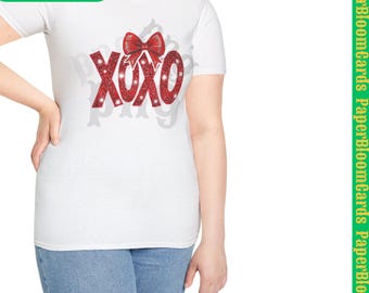 Red Sequin XOXO Bow PNG Valentine’s Day Digital Download