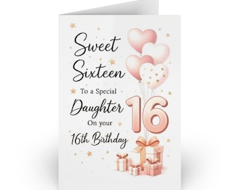 Elegant Pink Sweet Sixteen Birthday Card with Envelope