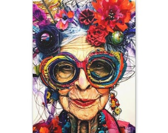 Whimsical Old Lady Portrait, Funny Fashion Art Print