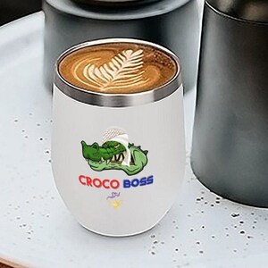 Vaso de vino Croco Boss personalizado - Taza térmica Sultan Croco - Copa deportiva - Regalo amante del vino - Portavasos de coche - Vaso de trabajo - Idea de regalo