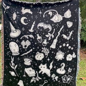 Large Woven throw blanket Midnight Magic tapestry blanket