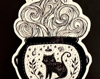 Sticker Cauldron Kitty