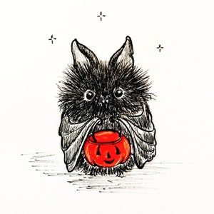 Chesters First Halloween Print of ink drawing