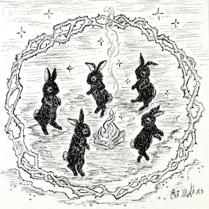 5x5 inch mini print of Rabbit Dance