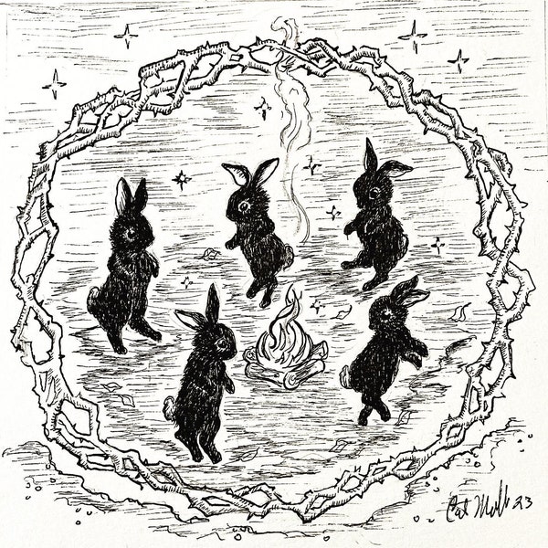 5x5 inch mini print of Rabbit Dance