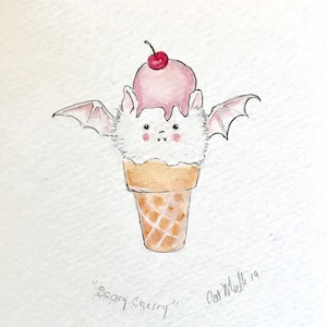 Scary Cherry Bat Mini Print