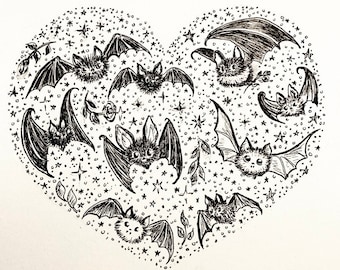 Valentine Bats 5x5 print