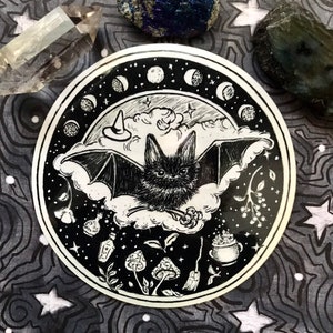 4 inch vinyl sticker bat with moon phases