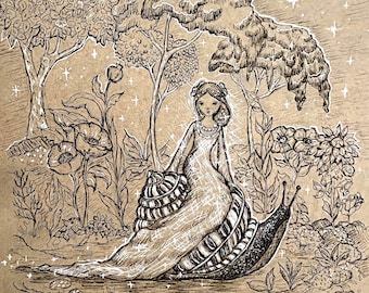 The Slow Path” 8x8 print enchanted snail