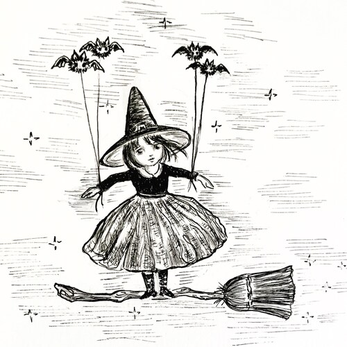 Training Wheels Print of Ink Drawing Etsy