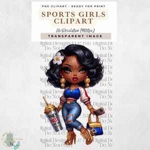 Clipart sportmeisjes | Chibi voetbalfan | Girly voetbal-T-shirtontwerp | Clipart voetbalspel | Hiphopmeisjes | Chibi Girl-sublimatie, png