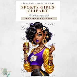 Sports Girl Clipart | Chibi Football Fan | Design de camiseta de futebol feminino | Clipart de jogo de futebol | Garotas HipHop | Chibi Girl Sublimation PNG
