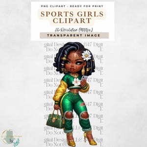 Sport Mädchen Clipart | Chibi Fussballfan | Girly Fußball T-Shirt Design | Fußball Spiel Clipart | HipHop Mädchen | Chibi Girl Sublimation PNG