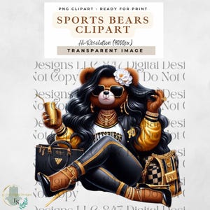 Urso esportivo | Urso de pelúcia de menina de futebol | Urso feminino de hip hop | Design de dia de jogo de camiseta de futebol de domingo | Sublimação da temporada de futebol Spirit