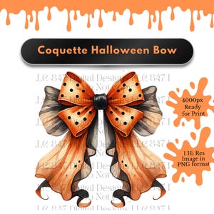 Halloween Coquette Bow | Orange Coquette Bow PNG | Bow Clipart | Ribbon Bow PNG | Soft Girl Aesthetic PNG | Trendy Bow and Ribbons Custom