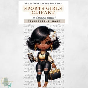 Sports Girl Clipart | Chibi Football Fan | Design de camiseta de futebol feminino | Clipart de jogo de futebol | Garotas HipHop | Chibi Girl Sublimation PNG