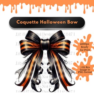 Halloween Coquette Bow | Orange Coquette Bow PNG | Bow Clipart | Ribbon Bow PNG | Soft Girl Aesthetic PNG | Trendy Bow and Ribbons Custom