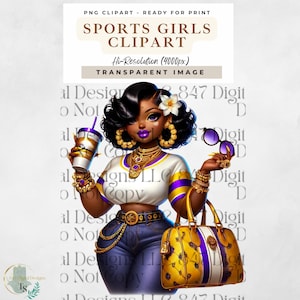Sports Girl Clipart | Chibi Football Fan | Design de camiseta de futebol feminino | Clipart de jogo de futebol | Garotas HipHop | Chibi Girl Sublimation PNG