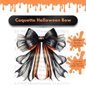 Halloween Coquette Bow | Orange Coquette Bow PNG | Bow Clipart | Ribbon Bow PNG | Soft Girl Aesthetic PNG | Trendy Bow and Ribbons Custom