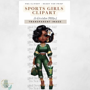 Sport Mädchen Clipart | Chibi Fussballfan | Girly Fußball T-Shirt Design | Fußball Spiel Clipart | HipHop Mädchen | Chibi Girl Sublimation PNG