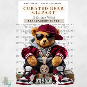 Sports Bear | Football Teddy Bear | Hip Hop Bear | Sunday Football PNG | T-Shirt Game Day Design | Spirit Football Season | Sublimation PNG