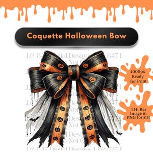 Halloween Coquette Bow | Orange Coquette Bow PNG | Bow Clipart | Ribbon Bow PNG | Soft Girl Aesthetic PNG | Trendy Bow and Ribbons Custom