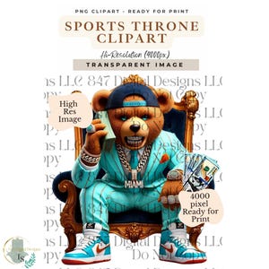 Sports Bear | Football Teddy Bear | Hip Hop Bear | Sunday Football PNG | T-Shirt Game Day Design | Spirit Football Season | Sublimation PNG
