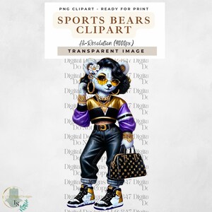 Urso esportivo | Urso de pelúcia de menina de futebol | Urso feminino de hip hop | Design de dia de jogo de camiseta de futebol de domingo | Sublimação da temporada de futebol Spirit