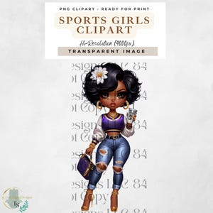 Sports Girl Clipart | Chibi Football Fan | Design de camiseta de futebol feminino | Clipart de jogo de futebol | Garotas HipHop | Chibi Girl Sublimation PNG
