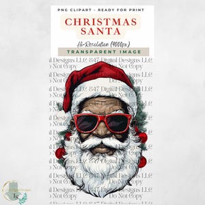 Christmas Black Santa | Retro Santa Christmas Blowing Bubble | Holiday Graphic Tee | Watercolor Santa | Funny Santa | Sublimation PNG Design