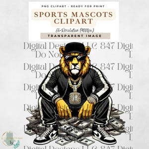 Sports Lions | Swag Lion | Hip Hop Lion | Basketball Design | Football Game Day Design | Spirit Football Season PNG | Sublimation PNG Design