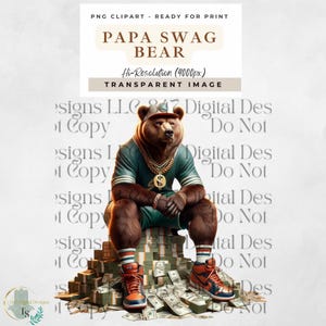 Ours hip-hop PNG | Ours festonné PNG Clipart | Papa ours | Ours grizzli| Clipart ours en peluche | Clipart Ours brun | Ours de créateur | Ours en dessin animé
