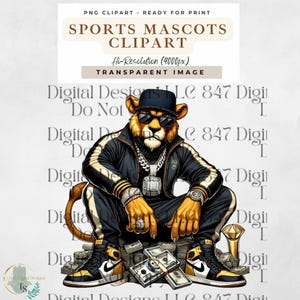 Sports Lions | Swag Lion | Hip Hop Lion | Basketball Design | Football Game Day Design | Spirit Football Season PNG | Sublimation PNG Design