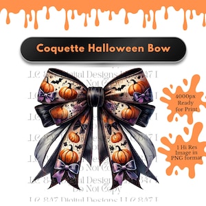 Halloween Coquette Bow | Orange Coquette Bow PNG | Bow Clipart | Ribbon Bow PNG | Soft Girl Aesthetic PNG | Trendy Bow and Ribbons Custom