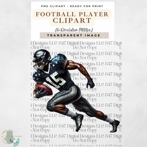 Sports Player | American Football Player Clipart | T-Shirt Football Design | Custom Football Player | Custom Jersey Sublimation PNG Design