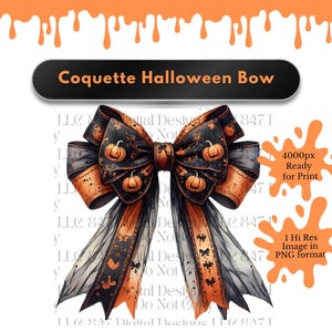 Halloween Coquette Bow | Orange Coquette Bow PNG | Bow Clipart | Ribbon Bow PNG | Soft Girl Aesthetic PNG | Trendy Bow and Ribbons Custom