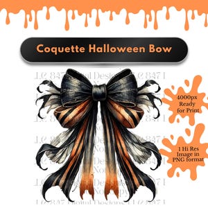 Halloween Coquette Bow | Orange Coquette Bow PNG | Bow Clipart | Ribbon Bow PNG | Soft Girl Aesthetic PNG | Trendy Bow and Ribbons Custom
