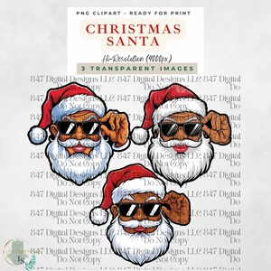 Christmas Black Santa | Retro Santa Christmas Blowing Bubble | Holiday Graphic Tee | Watercolor Santa | Funny Santa | Sublimation PNG Design