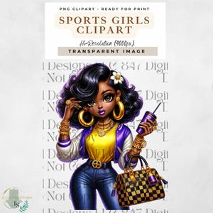 Sports Girl Clipart | Chibi Football Fan | Design de camiseta de futebol feminino | Clipart de jogo de futebol | Garotas HipHop | Chibi Girl Sublimation PNG