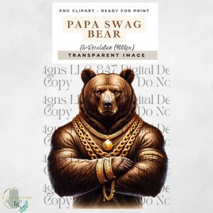 Ours hip-hop PNG | Ours festonné PNG Clipart | Papa ours | Ours grizzli| Clipart ours en peluche | Clipart Ours brun | Ours de créateur | Ours en dessin animé