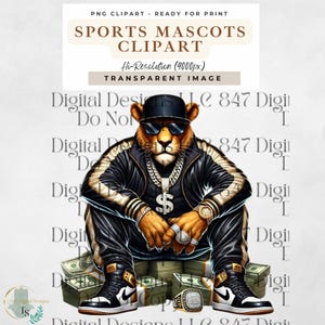 Sports Lions | Swag Lion | Hip Hop Lion | Basketball Design | Football Game Day Design | Spirit Football Season PNG | Sublimation PNG Design