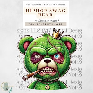 Hiphop-swagbeer | Hustle Bear | Stonerbeer | Cartoon graffiti beer | 4/20 beer | Streetwear met rapperbeer | Designer Bear-sublimatie, png