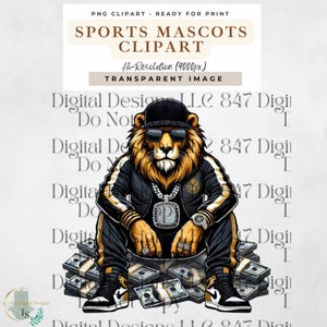 Sports Lions | Swag Lion | Hip Hop Lion | Basketball Design | Football Game Day Design | Spirit Football Season PNG | Sublimation PNG Design