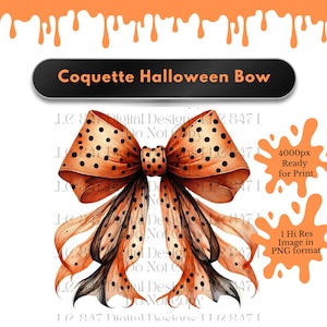 Halloween Coquette Bow | Orange Coquette Bow PNG | Bow Clipart | Ribbon Bow PNG | Soft Girl Aesthetic PNG | Trendy Bow and Ribbons Custom